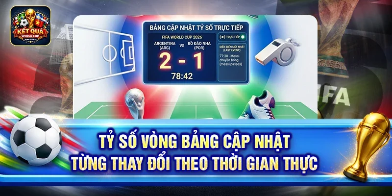 Tỷ số vòng bảng cập nhật từng thay đổi theo thời gian thực