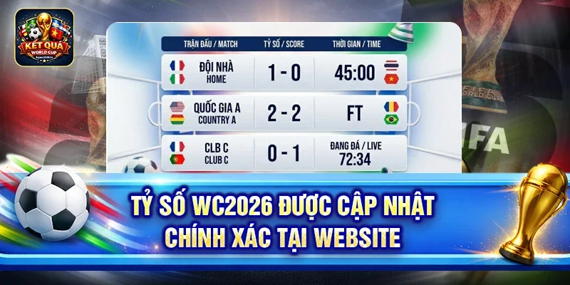 Tỷ số WC2026 được cập nhật chính xác tại website